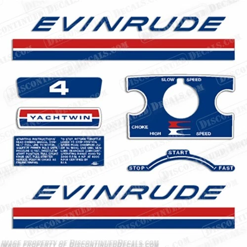 Fits Evinrude 1969 4hp Outboard Decal Kit - Decal Reproductions in Stock - Image 1 of 1