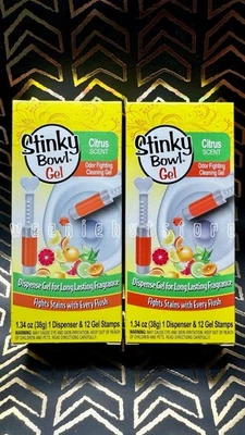 *NEW* Stinky Bowl Fresh Citrus - Toilet Bowl Gel Cleaner Stamp - 2 Boxes 🍊🍋 - Image 1 of 3