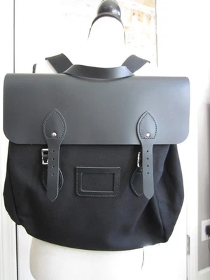 Cambridge Satchel England The Steamer Black Canvas & Leather Backpack Travel HTF - Image 1 of 4