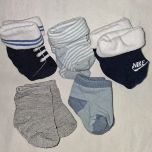 Babysocken Säugling Neugeborene verschiedene Konvolut blau grau weiß 5 Paar - Bild 1 von 2
