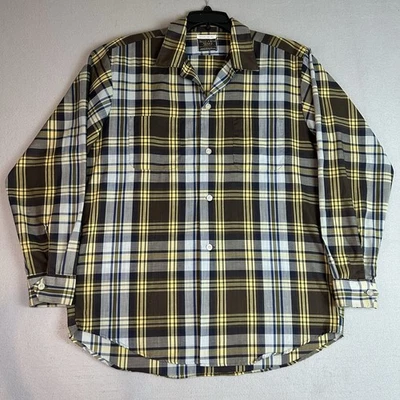 Винтажная мужская рубашка 60-х Sears Perma Prest с воротником-петлей в клетку с длинным рукавом 50/50 L - Изображение 1 из 4