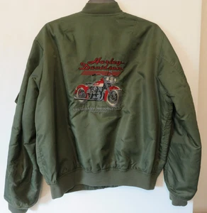 Vtg Harley Davidson Motorcycle Bomber Jacket Nylon Embroidered Biker Men's XL* - Picture 1 of 15