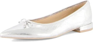 Dolce Vita Palani Silver Distressed Leather Slip On Pointed Toe Ballet Flats - Picture 1 of 6