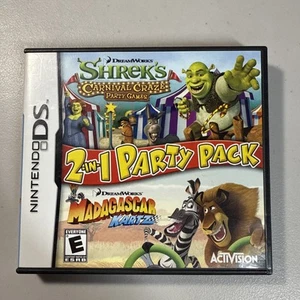 Dreamworks 2 en 1 paquete de fiesta para Nintendo DS DSi 3DS 2DS Shrek y Madagascar - Imagen 1 de 4