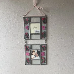 Stained Glass 2 Picture Tiered Hanging Photo Frame w/Pressed Flowers By Carr - Picture 1 of 11