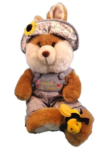Vintage GOFFA 15" Sitting Bunny Rabbit & Honey Bee Embroidered Plush Stuffed - Picture 1 of 16