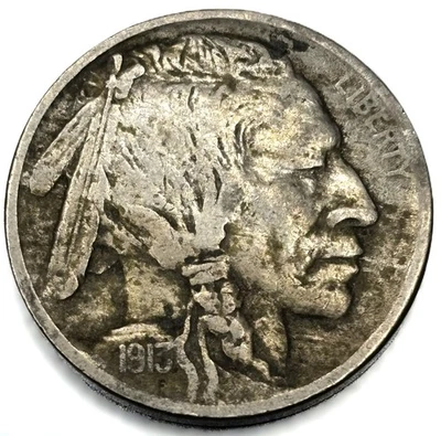 Moneda de Estados Unidos 1913-P Buffalo Nickel, Tipo 1, F Buen Estado Primer Año 5c -0492 Foto 1 de 3