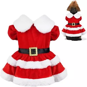 Dog Christmas Dress Dog Christmas Outfit Clothes Red Dog Santa Costume Dog Ho... - Picture 1 of 5
