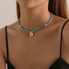 Turquoise Necklace with Cowrie Shell Beach Boho Summer Gift Daughter A955