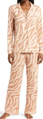 Nuevo $79 NORDSTROM Moonlight Eco Tejido Pijama en Tostado Moca Sleepy Zebra XS Foto 1 de 4