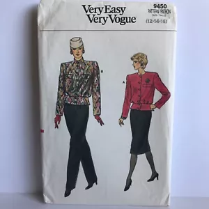 Very Easy Very Vogue 9450 Misses Sz 12-14-16 Top Skirt Pants Sewing Pattern UC - Picture 1 of 5