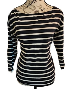 BANANA REPUBLIC blue striped cotton blouse- size M - Picture 1 of 4