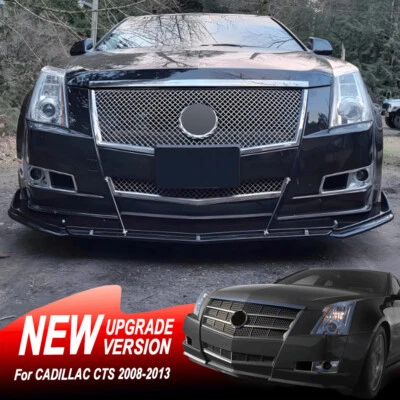 Front Bumper Lip Spoiler Canards w/Rods For Cadillac CTS 3.0L 3.6L 2008-2013 CT — 第 1/4 张图片
