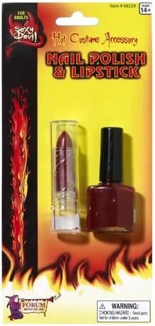 Sexy Devil Nail Polish Lipstick Fancy Dress Up Halloween Adult Costume Accessory - Image 1 of 1