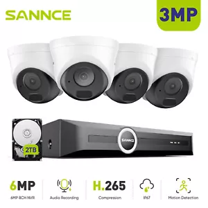 SANNCE 3MP Audio POE Security Camera System Outdoor Motion 8CH 6MP NVR IR 2TB - Picture 1 of 17
