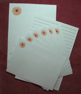 Pink Gerbera Letter Writing Paper Stationery Set with matching envelopes 6+6 - Picture 1 of 1