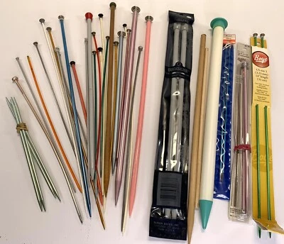 Knitting Needles UK US Milward Aero Glamor Boye Various Sizes Lot of 38 VTG - Image 1 of 4