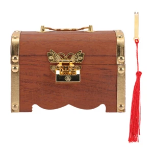 1PC Coin Storage Box with Lock Vintage Wooden Box Jewelry Container Piggy Bank - Picture 1 of 11