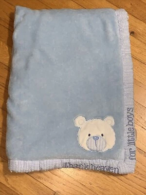 Baby Essentials Blue "thank heaven for little boys" Bear Baby Blanket - Image 1 of 4