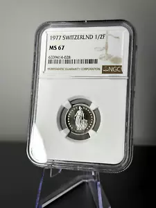 1977 Switzerland 1/2 Half Franc Coin NGC Certified MS67 Top Pop 1/0 - Picture 1 of 2