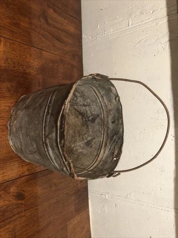 Vintage Galvanized Metal Farm Bucket Chippy Paint Planter Chic Antique Pail 10” Cover