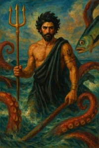 Original male interest Mixed Media Painting-"Neptune" - Picture 1 of 1