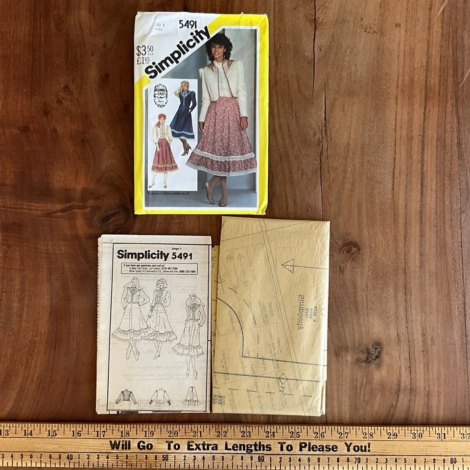 5491 Vintage Simplicity SEWING Pattern Misses Gunne Sax Skirt Blouse Jacket Sz 8 - Image 1 of 2