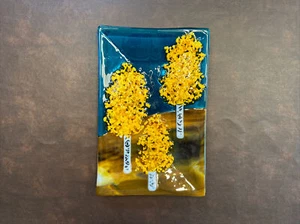 Beth Cooney Glas Kunst Fusionskunst Glasplatte Espens Herbstblätter 12 Zoll x 8 - Bild 1 von 9