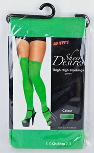 Ladies Adult Green Halloween Thigh High Stockings - One Size - Picture 1 of 2