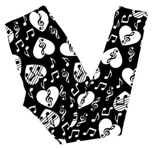 Buttery Soft Music Notes Treble Clef Leggings One Size Band Musician Choir OS - Picture 1 of 3