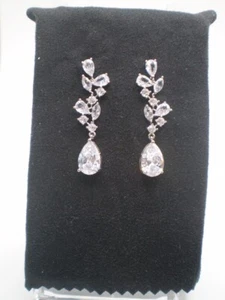 White Crystal Long Earrings Style Ear Drop Down Dangle Chandelier  #1 - Picture 1 of 3