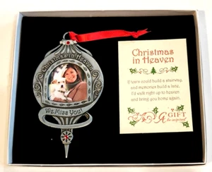 Christmas in Heaven Memorial Photo Pewter-Plated 4 ½ “ Ornament - Picture 1 of 10