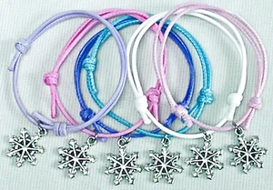 6 FROZEN THEME FRIENDSHIP CHARM BRACELETS BIRTHDAY PARTY BAG GIFT FAVOR - Picture 1 of 1