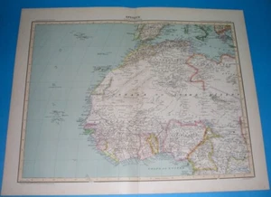 1907 ORIGINAL MAP AFRICA NIGERIA ALGERIA NIGER CHAD TUNISIA SENEGAL GHANA BENIN - Picture 1 of 8