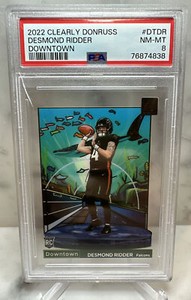 2022 Panini Clearly Donruss Desmond Ridder Downtown CASE HIT SSP RC Rookie PSA 8