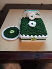 1/12th scale Dollhouse handmade double bed and crochet cover blanket pillows rug