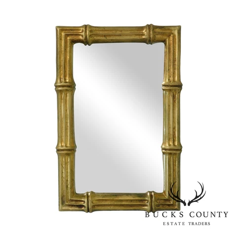 Hollywood Regency Vintage Faux Bamboo Gilt Frame Mirror Cover