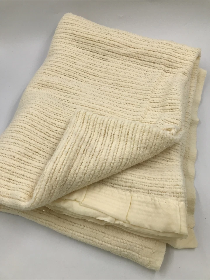 Cannon Mills Company Ivory Throw - Vintage Blanket - Made In U.S.A. - Image 1 of 4