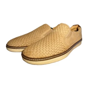 Johnson & Murphy Sheepskin Loafer Brown Beige Shoes Mens 19.5 Woven - Picture 1 of 13