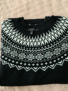talbots fair isle sweater womens S Nordic Black White - Picture 1 of 5