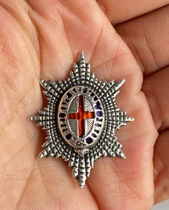 Antique WWI Coldstream Officers Silver Enamel Forage Cap Sweetheart Badge Brooch - Picture 1 of 11