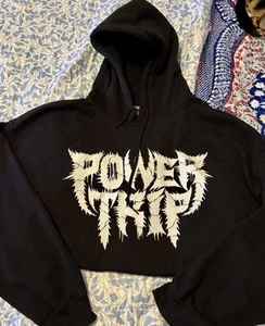 VTG Power Trip Band Hoodie Black Sz XL Thrash Metal Hardcore Punk Crossover - Picture 1 of 4