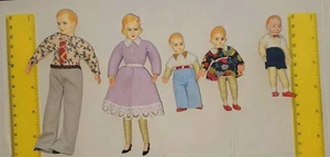 Muñeca Casa de Muñecas Familia CACO Hilo Extremidades Envueltas Bendy-Mamá Papá Niña y 2 Niños De Colección - Imagen 1 de 4
