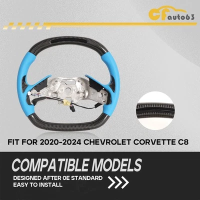 Volante térmico LED de fibra de carbono para Chevrolet Corvette C8 Z06 Z07 20-26 Foto 1 de 4