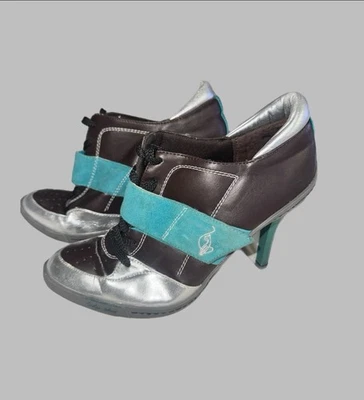 Baby Phat Heels Women’s Size 7.5 Teal Silver Brown - Image 1 of 4