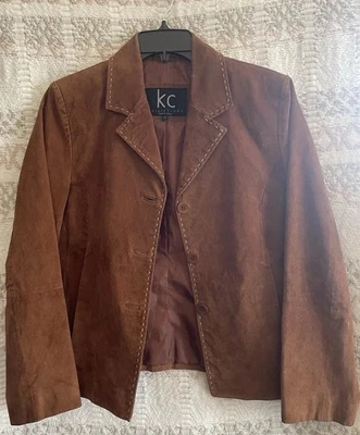 Chaqueta de Gamuza Y2K De Colección Colecciones KC MED Boho Blanca Costuras en Contraste Western Foto 1 de 4