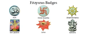 6 Piece Hindu Pin Badge Set Hinduism Symbol Collection - Picture 1 of 2