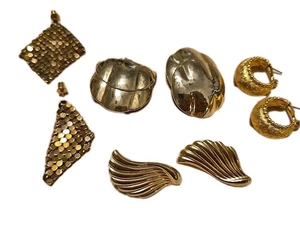 Earrings Pierced Lot Of 4 Pair Of Costume Gold - Picture 1 of 5