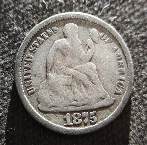 MONEDA DE PLATA ESTADOS UNIDOS DE AMÉRICA 1875 "DIME LIBERTAD SENTADA" FILADELFIA (3) - Imagen 1 de 3