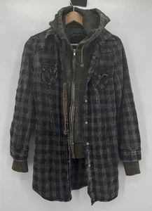The Nu Vintage Hoddie Layered Flannel Snap Up Jacket Skater Grunge Y2K Size M - Picture 1 of 6